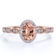 thumbnail image 1 of JeenMata Anillo de Compromiso de 1,75 Quilates con Morganita y Moissanita de Corte Ovalado en Oro de 18 K sobre Plata de Ley, 1 of 6
