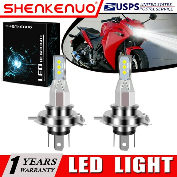 SHENKENUO For Honda CBR250R 2011-2013 2X 9003 H4 LED Headlights Bulbs 55W High Power White,Pack of 2,C63