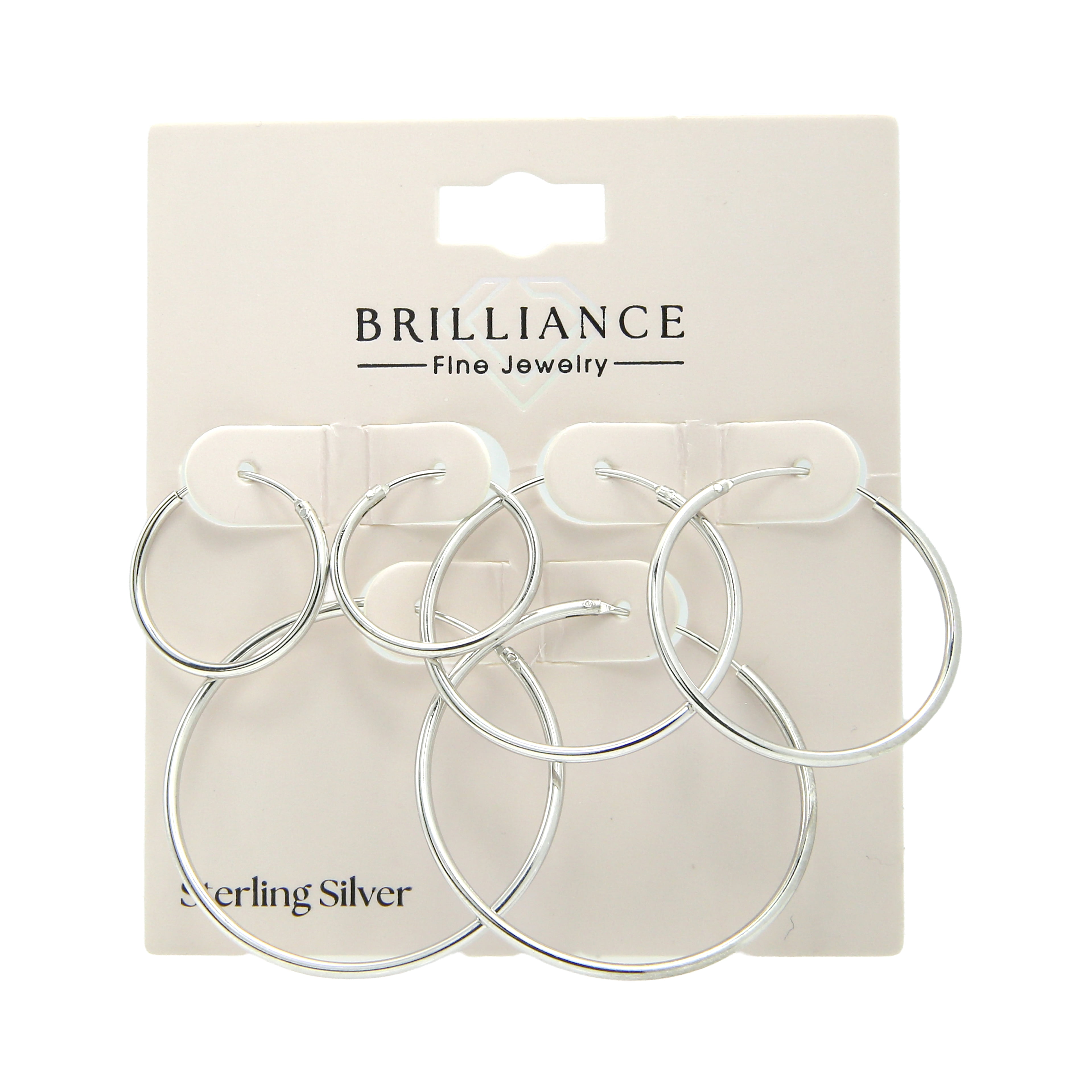 Brilliance Fine Jewelry Trio Set of Endless Hoops in Sterling Silver