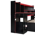 thumbnail image 6 of Mirightone Queen Size Gaming Daybed with Desk and Storage Drawers Bookcase, Wooden Gaming Corner Bed with Light and Charging, Daybed for Adults Teens - Black+Red, 6 of 9