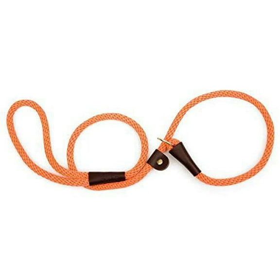 Mendota Dog Training Durable Slip Leads Rope Leather Slide 6 Ft Choose Color(Orange)