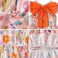 thumbnail image 5 of IPIO Girls Bunny Floral Dress with Ruffle Sleeves and Oversized Back Bow, Spring Summer Casual Party Dress, 5 of 7