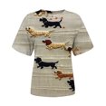 thumbnail image 4 of Qiopertar Blouse à Manches Courtes Imprimée Décontractée Style Mignon pour Femmes, Col Rond, Grandes Économies de Vacances! Liquidation à Moins de 5$ Livraison Gratuite, 4 of 6