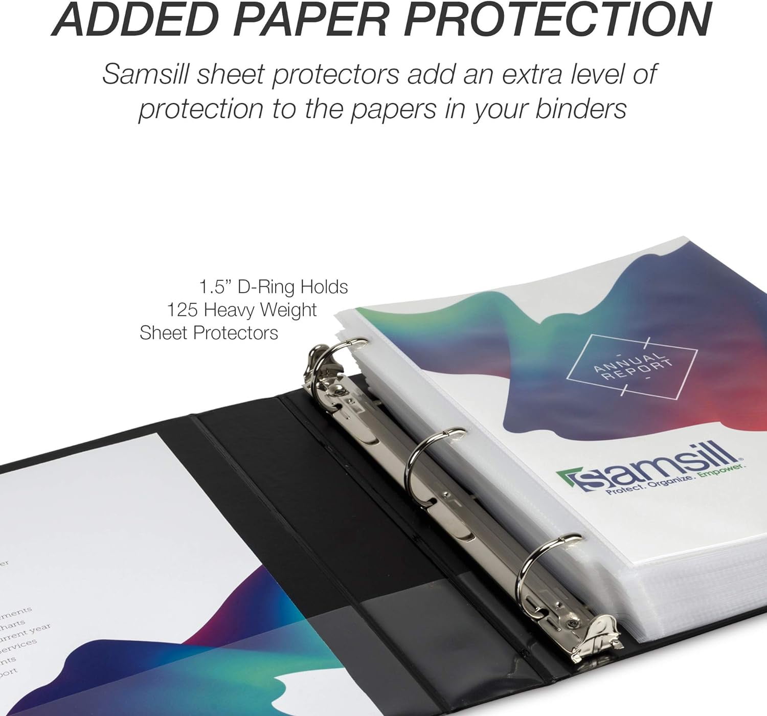 Samsill Durable 1.5 Inch Binder - - D Ring Binder - Customizable Clear View Binder - Black - 4 Pack -Each Holds 350 Pages