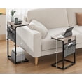 thumbnail image 2 of C Shaped End Table with Charging Station, 33"Tall Couch Side Table , Adjustable Height Small Couch Side Table for Small Spaces, Slide Under Sofa Table TV Tray with Metal Frame for Living Room, 2 of 17