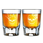 Skull King  and Skull Queen Engraved Barcraft Fluted Shot Glass