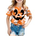 thumbnail image 4 of PEASKJP Girls T Shirts Short Sleeve Girl's Short Sleeve Crewneck T Shirt Halloween Clothes (Light Yellow,8-9 Years), 4 of 5