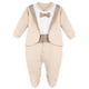 thumbnail image 1 of Traje de una sola pieza para bebé, esmoquin lila, pajarita beige de 9 meses, 1 of 8
