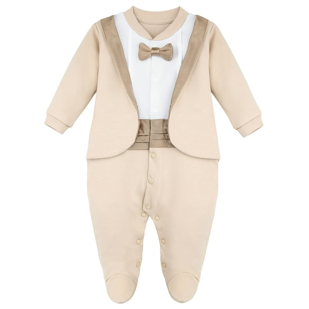 Disfraz de esmoquin de una sola pieza para bebé, color lila, 3 meses, beige