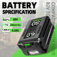 thumbnail image 2 of 3 Pack 6000mAh Lithium Replacement for Greenworks Battery 80V Compatible with Greenworks 80V Battery Fits for Greenworks Battery GBA80400 GBA80250 GBA80200 GBA80500 with LED Light, 2 of 7
