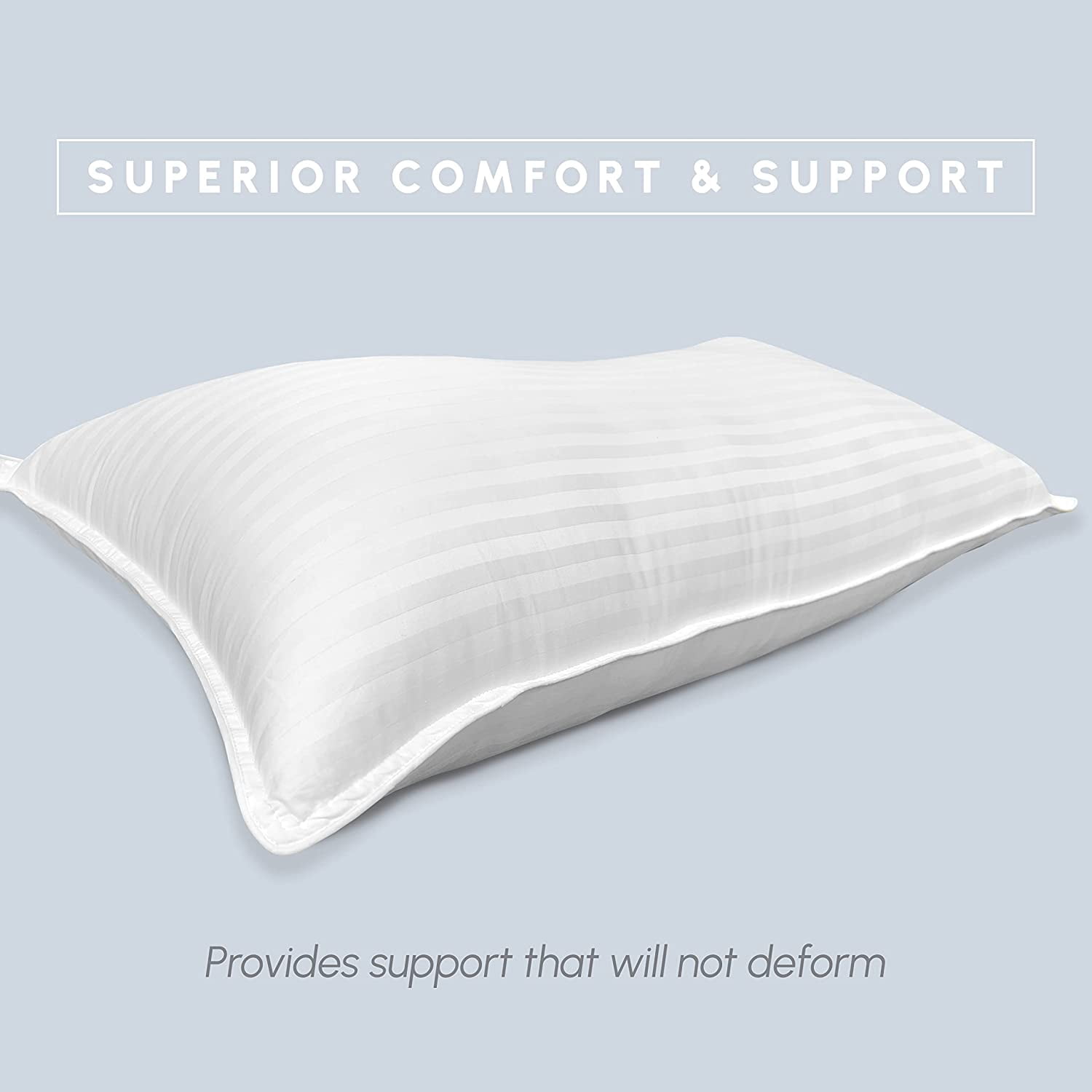 Mocassi 1200 Thread Count 100% Egyptian Cotton Stripe Hotel Pillows - Set of 2 - Super Plush Bed Pillows for Side Back & Stomach Sleepers, Cooling Gel-Infused Filling, King Size Set