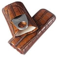 thumbnail image 3 of Portable Cigar Case Two Pack Additional Cigar Cutter Gift Box Travel Humidor Kit Use. (Black), 3 of 5