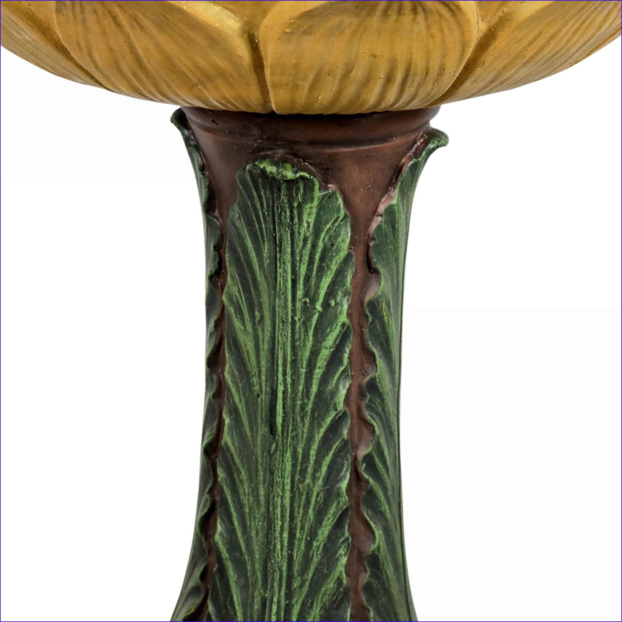 Bird Baths | 24.4" Tall Outdoor Farmhouse Sunflower Bird Bath for Garden Patio | Concrete Cement | Birdbath Single Tier Pedestal