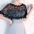 thumbnail image 4 of XIAOCHA Women's Lace Scallop Shrug Short Sleeve Cropped Shrugs Oktoberfest Party Capelet Bolero, 4 of 6
