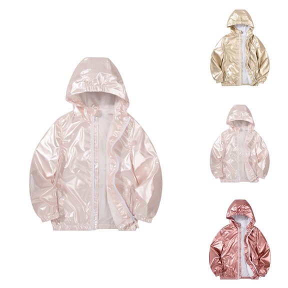Girls Rain Jacket Lightweight Windbreaker Coat With Hood