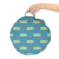 thumbnail image 2 of Transportation Round Floor Cushion with Handle, Repeating School Bus and Stop Signs, Decorative Pillow for Living Room & Dorms, 18" Round, Sea Blue Mustard, by Ambesonne, 2 of 4