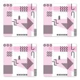 thumbnail image 1 of Abstract Coaster Set of 4, Geometric Modern Wavy Lines Round Pop Art Memphis Retro Doodle, Square Hardboard Gloss Coasters, Standard Size, Baby Pink White, by Ambesonne, 1 of 2