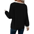 thumbnail image 4 of Shine Up Patchwork Sweatshirts for Women V Neck Long Sleeve Shirts Casual Pullover Tops, 4 of 8