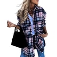 thumbnail image 2 of Veste Surchemise à Manches Longues pour Filles et Femmes, à Carreaux, Boutonnée, Décontractée, Surdimensionnée avec Poche, 2 of 4