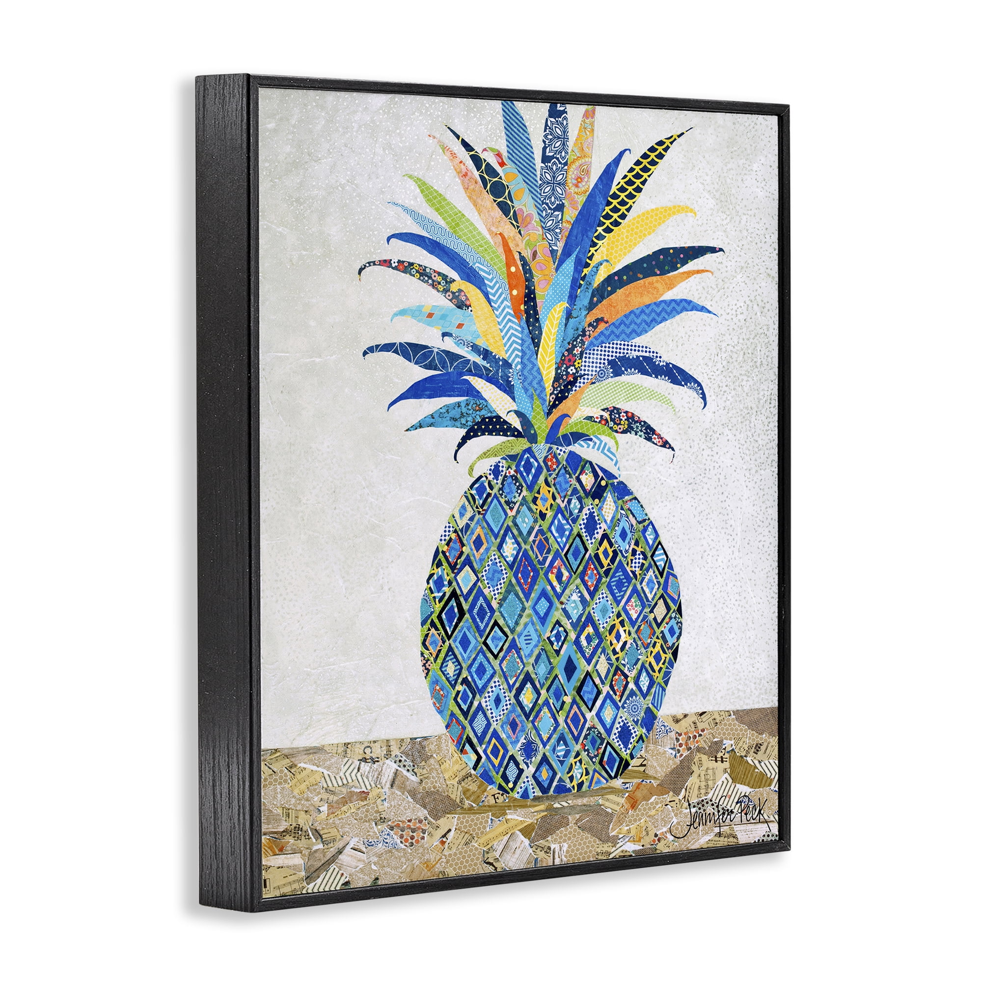 Stupell Industries Mosaic Patterned Pineapple Food & Beverage Painting Black Framed Art Print Wall Art, 24 x 30
