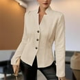 thumbnail image 2 of MORTTIC - Women's Single-Breasted Long Sleeve Jacket with Lapel Collar, Elegant Fall/Winter Blazer for Work & Casual, 2 of 6