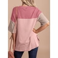 thumbnail image 3 of Eytino Womens Tops Summer Short Sleeve Crewneck Shirts Tops Color Block Lightweight Tunic Top, 3 of 4