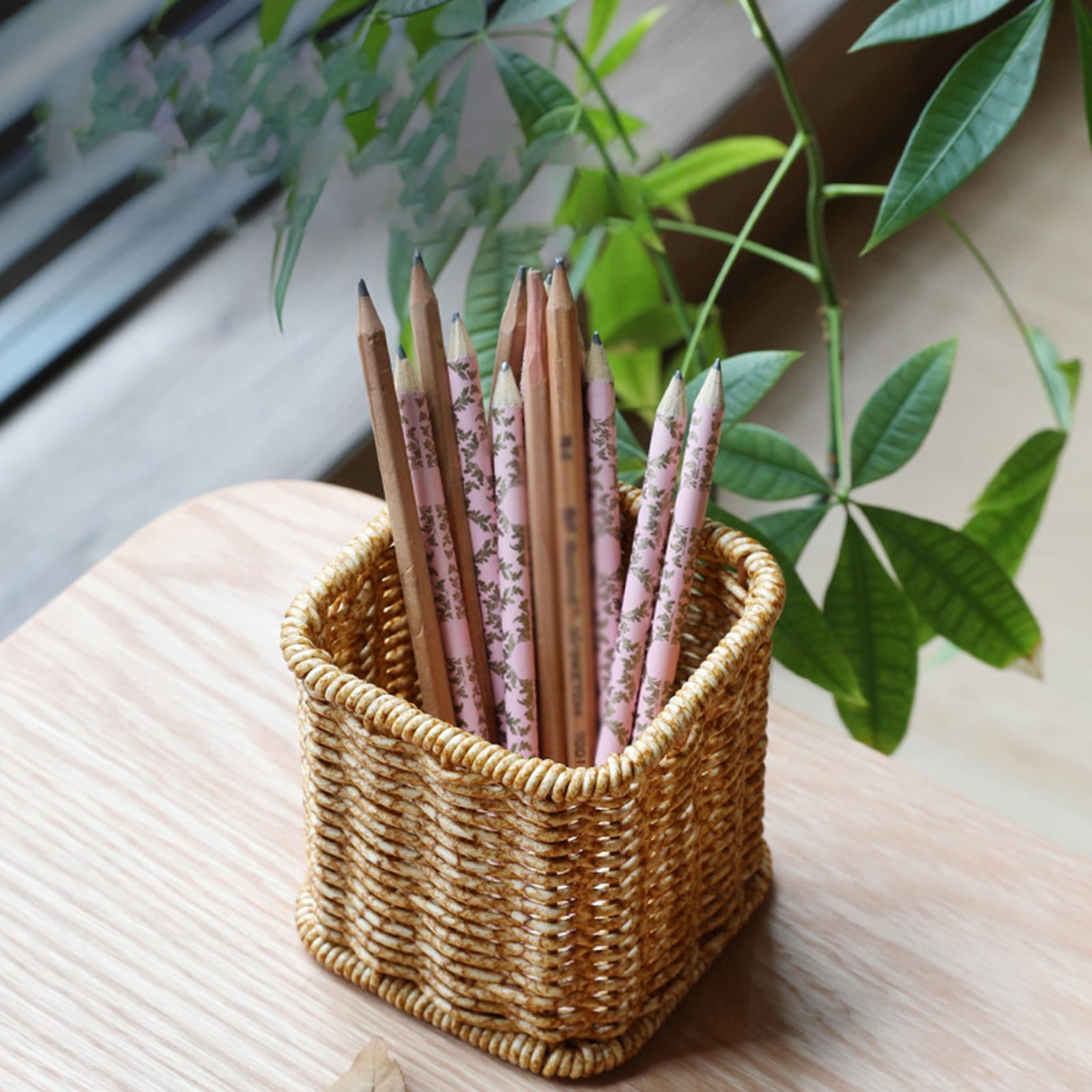 Woven Pen Holder, Woven Pen Cup, Home Organiser Holder Desktop Organizer Desk Pencil Holder