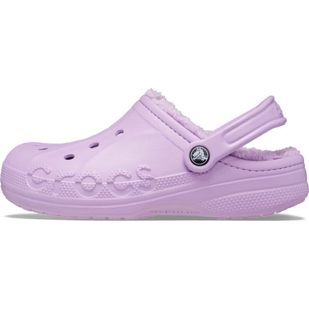 Zuecos Crocs Baya Forrados Orquídea con Forro de Piel Sintética
