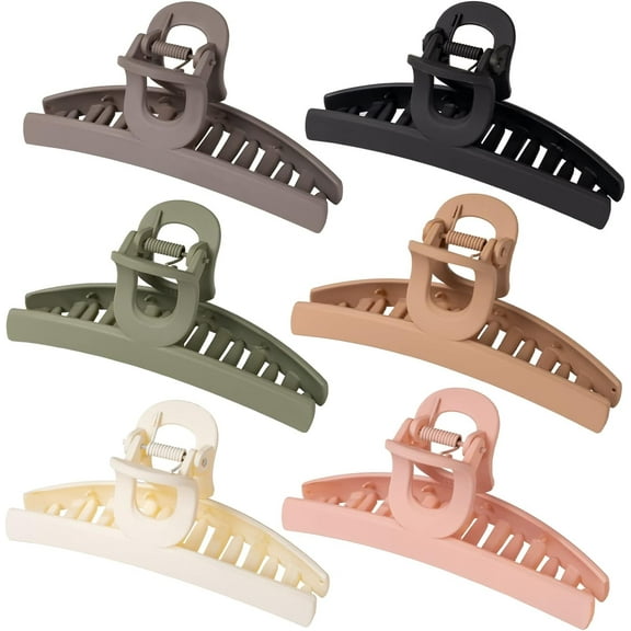 6 Pcs Large Hair Claw Clip for Women Girls, 4.3”Hair Clips for Thick Thin Fine Long Curly Hair Strong Hold Nonslip Banana Hair Grips Matte Stylish Hair Clamps Christmas Gifts for Women