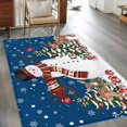 thumbnail image 3 of Navy Blue Snowman Christmas Area Rug 4x6 Washable Rug Non Slip Xmas Tree Ball Snowflake Elk Large Area Rug Indoor Floor Carpet for Entryway Bedroom Kitchen Living Room Home Office Dining Room Nursery, 3 of 8