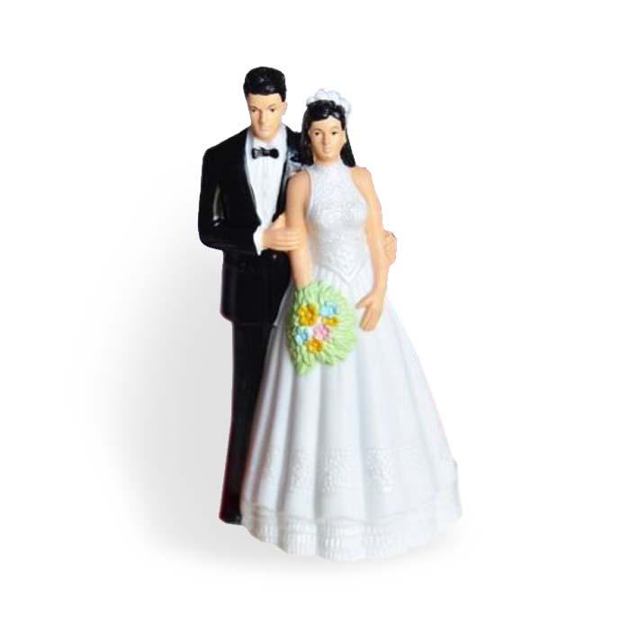 Vintage Style Bride And Groom Wedding Cake Topper Black Hair