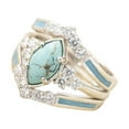 thumbnail image 2 of Trayknick 3Pcs Women Rings Stackable Artificial Turquoise Women Electroplated Long Lasting Finger Rings Jewelry Accessories Silver US 6, 2 of 13