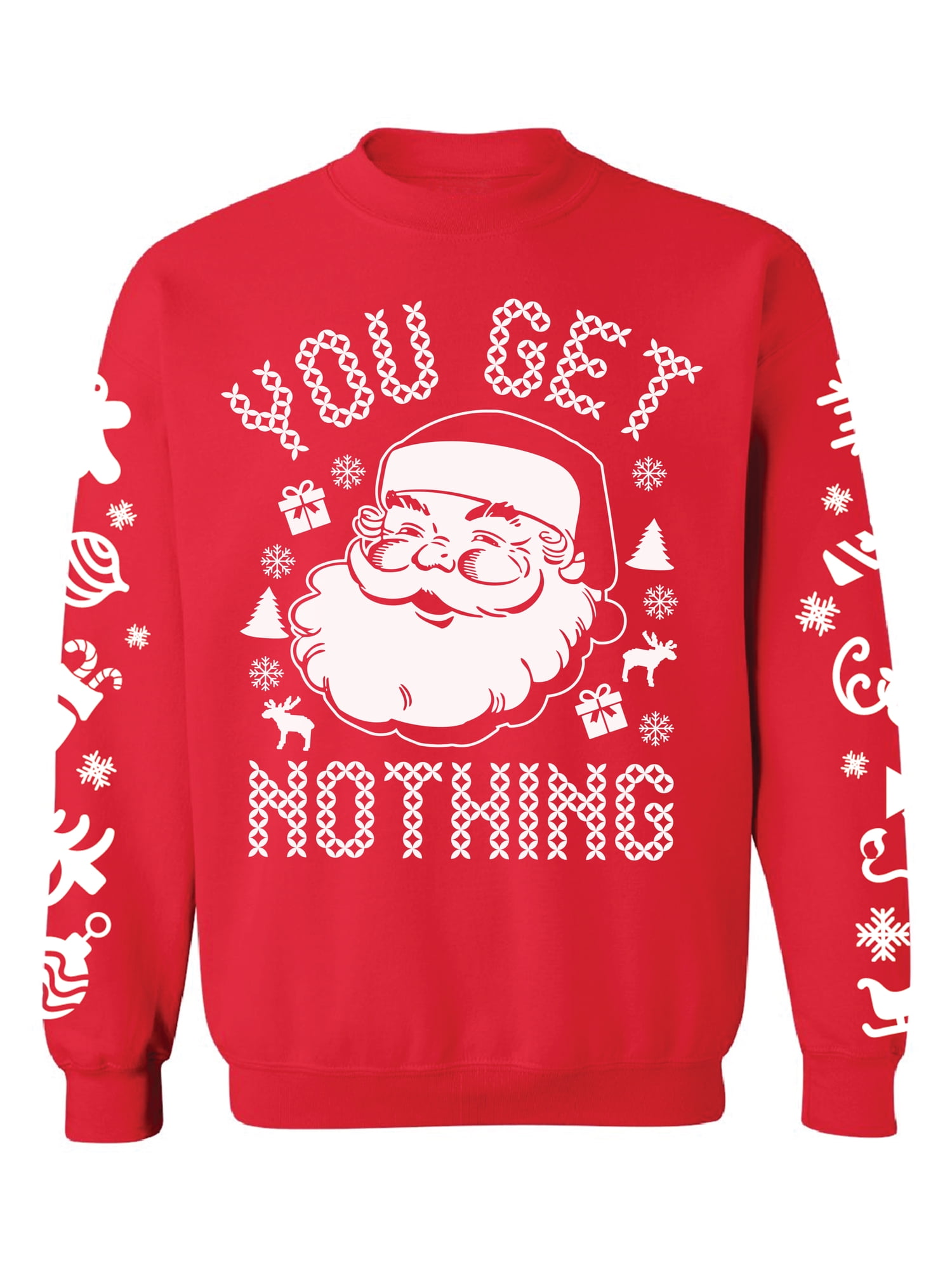 Awkward Styles You Get Nothing Christmas Sweatshirt Santa Claus Sweater  with White Sleeves Funny Christmas Gifts Ugly Christmas Santa Sweater  Holiday 