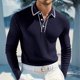 thumbnail image 1 of pstuiky camisas de manga larga para hombre, Camiseta de manga larga con solapa y botones de color liso para hombre Tops casuales para hombres m, 1 of 7