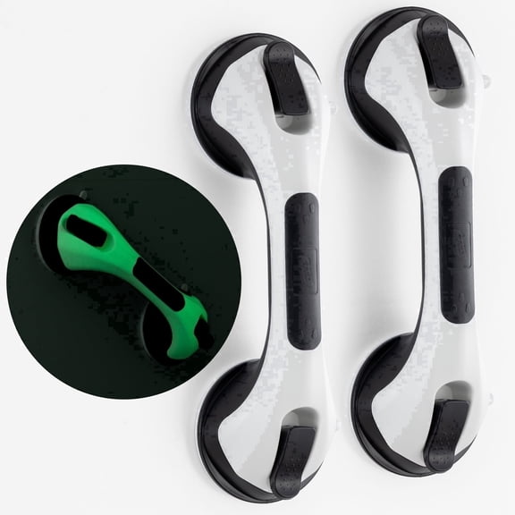 TAILI Shower Handle 12.2 inch Strong Suction Shower Bar, Shower Grab Bars for Seniors, Injured, Handicap (2 Pack)