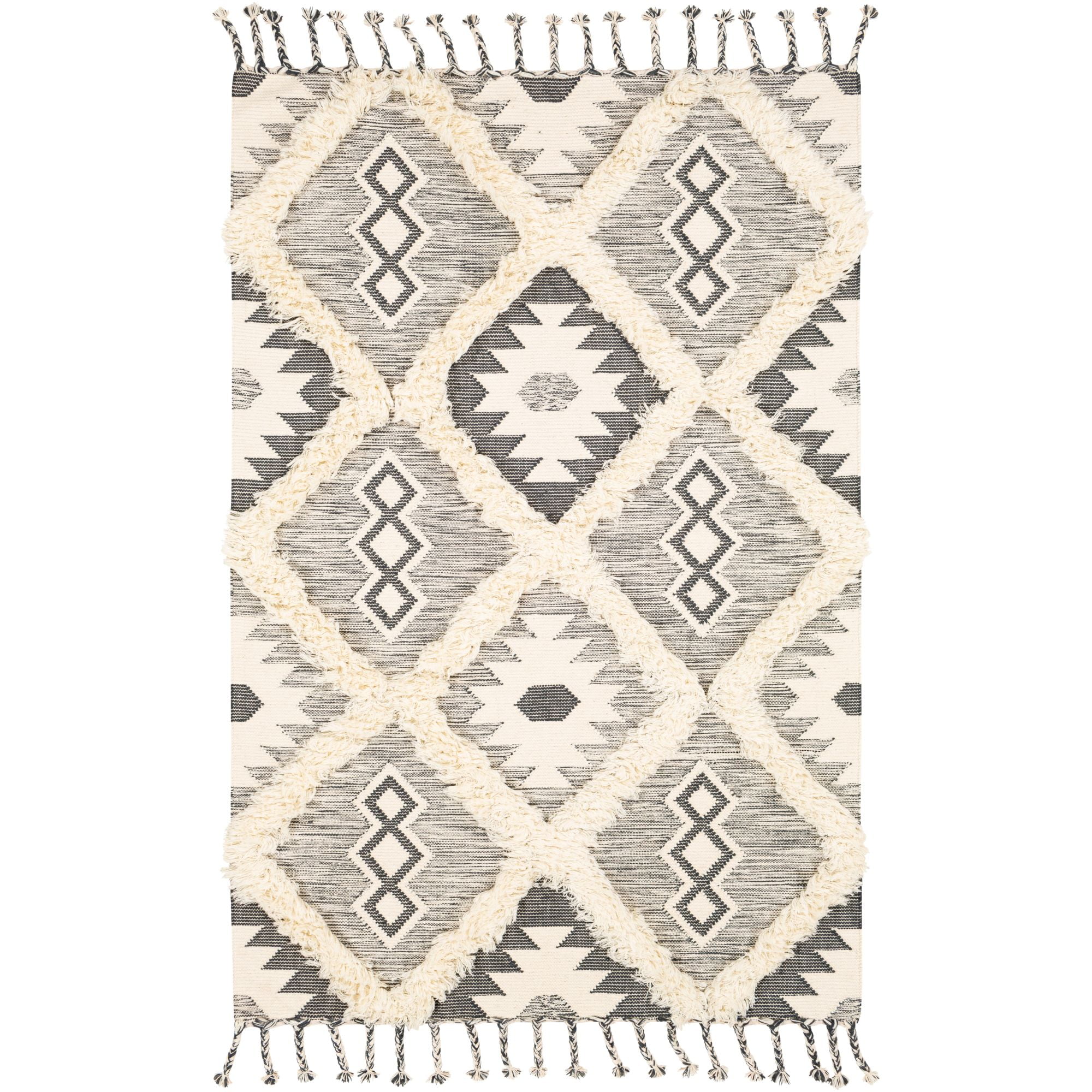 9' x 12' Geometric Diamond Patterned Gray and Beige Rectangular Area