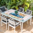 thumbnail image 2 of Blue Plaid Easter Table Cloths for 3 Foot Rectangle Tables, Truck Spring Floral Bunny Animals Patio Waterproof Elastic Fitted Tablecloths, Washable Rectangular Table Cover for Camping, 2 of 8