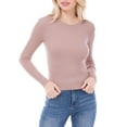 thumbnail image 5 of Made by Olivia Women's Solid Long Sleeve Crew Neck Fitted Ribbed Sweater Top, 5 of 7