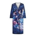 thumbnail image 3 of Yuyamidu Wolf Robe for Women Lightweight Long Sleepwear Gowns Size L Galaxy Long Sleeves Spa Robe Plus Size Rose Bathrobe Sleep Nightgown Butterfly Kimono Robe for Teen Girls, 3 of 7