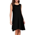 thumbnail image 3 of Femmes Été Casual T-Shirt Robes Lâches Uni Débardeur Swing Robe avec Poches, 3 of 7