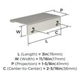 thumbnail image 3 of Amerock Streamline II 3 inch (76mm) Length Satin Nickel Cabinet Finger Edge Pull, 25 Pack, 3 of 4