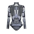 thumbnail image 4 of ANINEO Women Long Sleeve Graphic Printed Zipper Skin Tight Garment Party Romper Bodysuit Onesie, 4 of 4