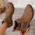 thumbnail image 3 of NECHOLOGY Botas Mujer Adulto Femenino Zapatos Botines mujer Botines de mujer clásicos, versátiles, color , con hebilla elástica, cremallera lateral, botas cómodas de tacón bajo planas (Brown, 6.5), 3 of 6