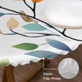 thumbnail image 4 of Colorful Leaf Table Cloth, Round Fitted Tablecloths with Elastic Edge, Summer Botanical Pastoral Spring Wipeable Waterproof Table Cover for Kitchen Wedding 55-60 Inches, 4 of 4