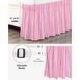 thumbnail image 3 of Pink Orange Blue Stripe Wrap Around Bed Skirts for King Bed 16" Drop,Bed Skirt with Adjustable Elastic Belt Dust Ruffle Bed Valance for Bedroom Modern Abstract Art Striped Farmhouse Bed Frame Cover, 3 of 7