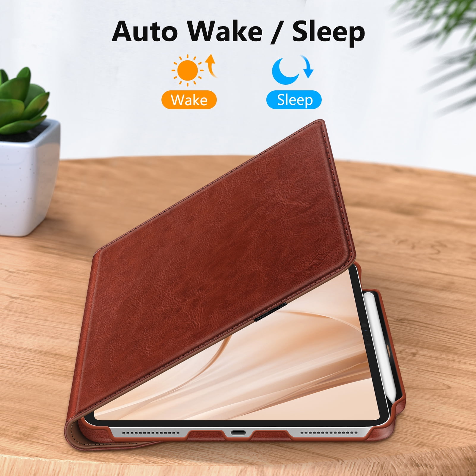 Fintie Rotating Case for iPad Pro 13-inch M4 Chip 2024 Release, 360 Degree Swiveling Protective Stand Cover with Pencil Holder, Brown