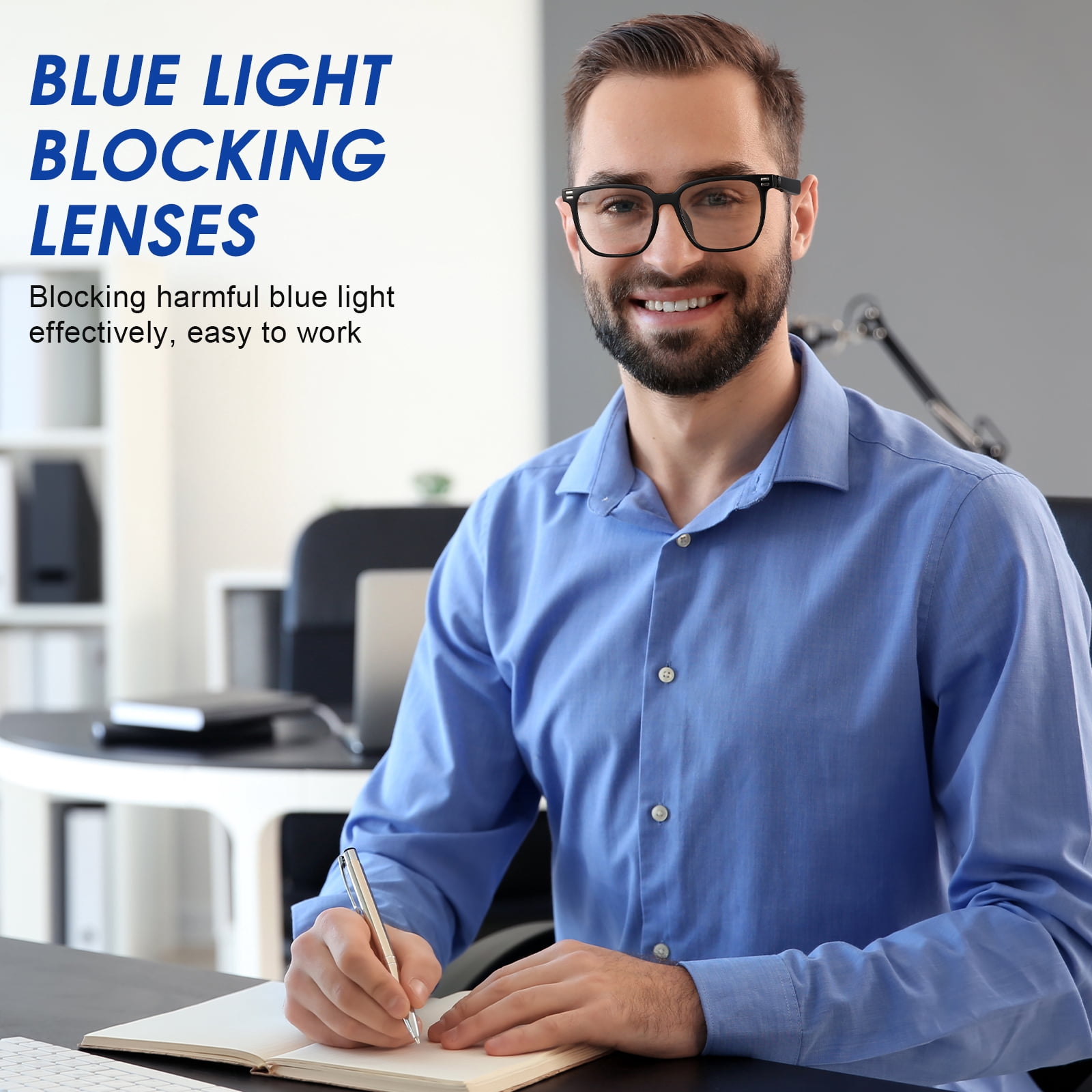 Ai Smart Glasses for Men&Women-Bluetooth Music Sunglasses-Anti-Blue Light Audio Eyewear with Music Play/Hands-Free Calling,Multifunctional Headphones Glasses  for Working&Driving