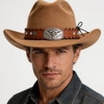 thumbnail image 5 of Hsqqdc Leather Hat Band with Bull Head Buckle Replacement Cowboy Fedora Panama Accessory, 5 of 7