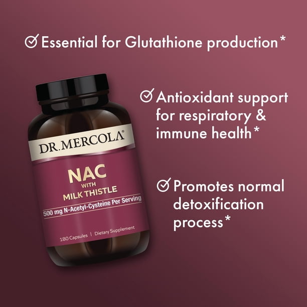 Complemente Dr. Mercola NAC con cardo mariano 180 cápsulas