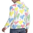 thumbnail image 6 of Rateoe Hand Drawn Colored Hearts Pattern Mens Hoodie, Pullover Hooded Sweatshirt, Kangaroo Pocket Hoodie Ideal for Daily Wear, Travel and Home-X-Large, 6 of 7